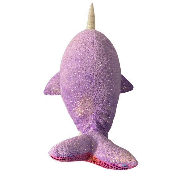 Aurora World Purple Pink Glitter Sparkly Narwhal Plush 10" Destination Nation - Picture 4 of 6